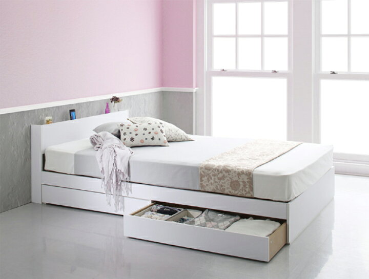 楽天市場】【新生活応援】棚 コンセント付き 引き出し 2杯 収納 ベッド  