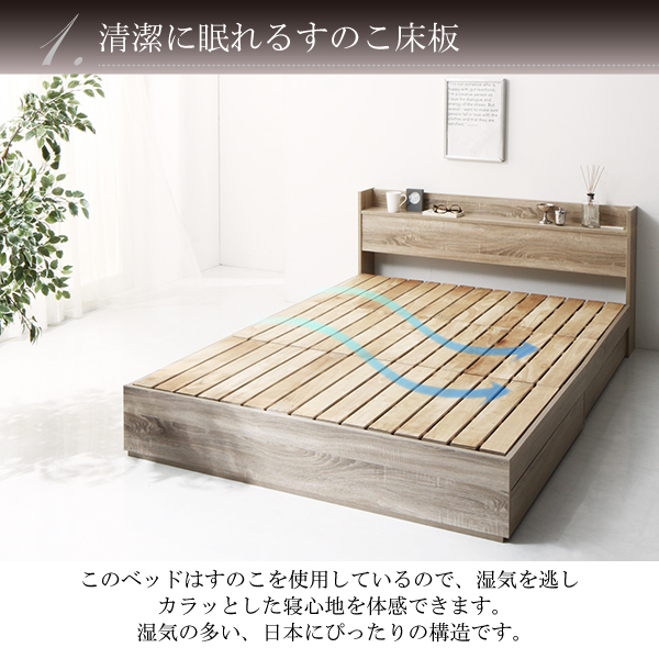 楽天市場】清潔に眠れる棚・コンセント付きすのこ収納ベッド