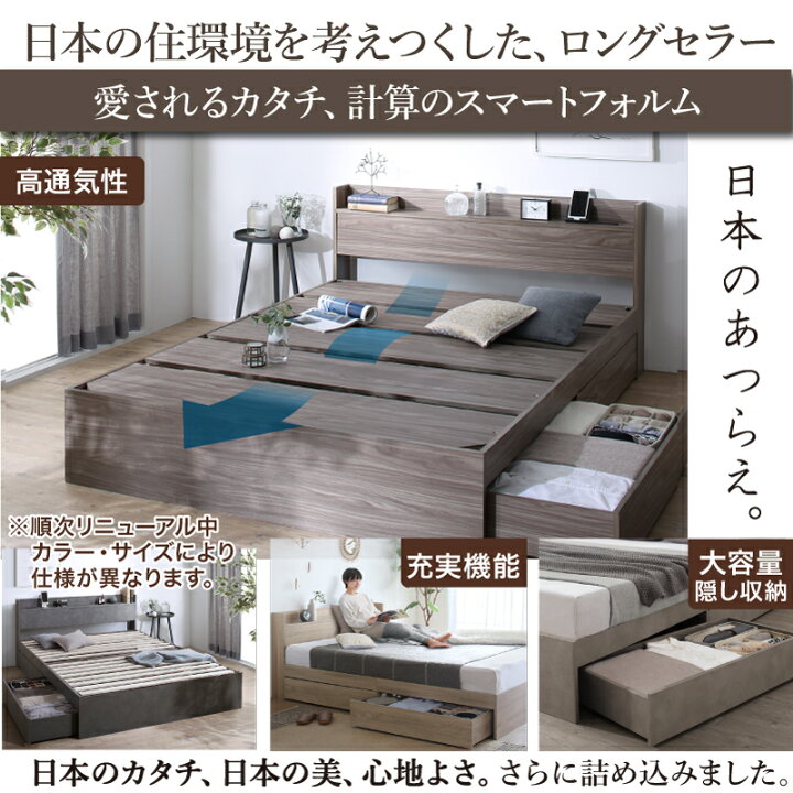 楽天市場】ロングセラー 人気 ベッド ベッドフレーム 収納付き 木製 