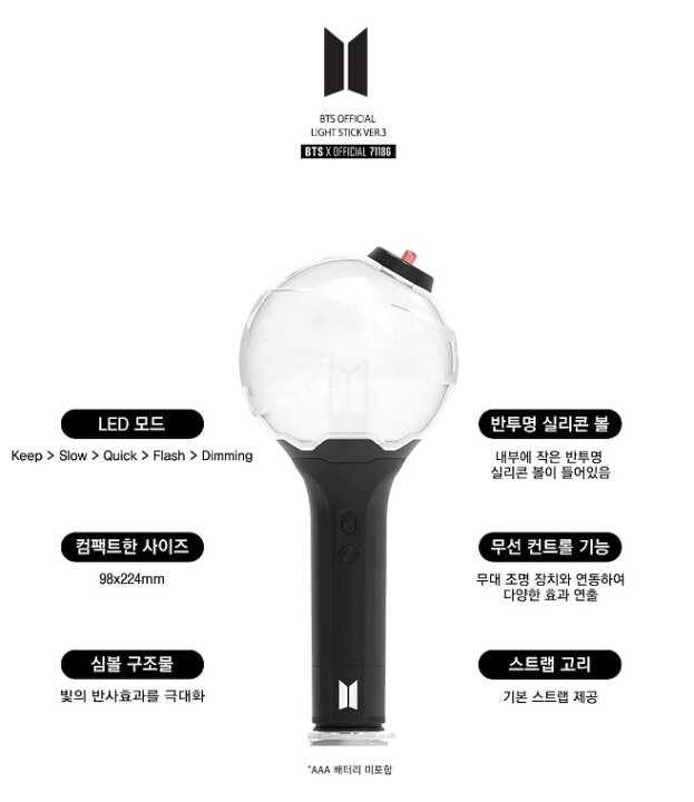 楽天市場】BTS 公式 ペンライト OFFICIAL LIGHT STICK ARMY BOMB VER.3  