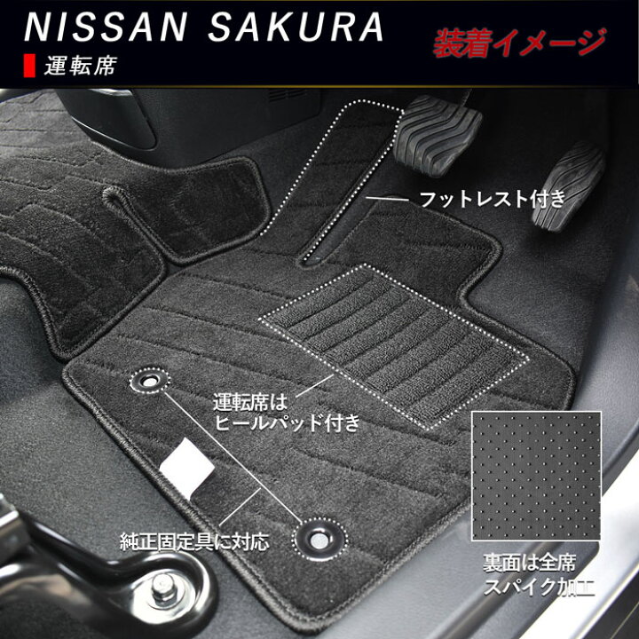 日産 サクラ フロアマット 純正 （サクラ B6AW 日産 R4/7～現行 標準 