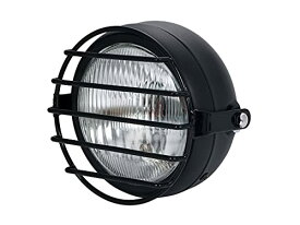 12V ビンテージ ベーツライト ヘッドライト ブラケット ブラックボディ×クリアーレンズ ボバー ガード オフロード 5.5インチ H4 TW250 セロー250 トリッカー 等