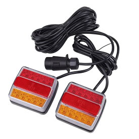 12V用 LEDテール テールランプ ライト ウインカー ブレーキランプ トレーラー ヒッチメンバー マグネット式 7ピン 7極 カプラー 汎用品 (2個セット)
