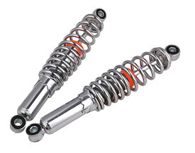 バイク用 リア サスペンション 左右セット 310mm メッキ ローダウン シャコタン スプリング 5段階調整可 モンキー ダックス スーパーカブ リトルカブ 等 汎用