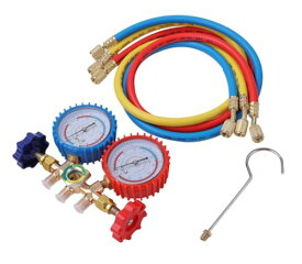 マニホールド ゲージ エアコン ガスチャージ 対応 冷媒 R134a R404A R-12 R122 フック カーエアコン 車 ルーム 補充 メンテナンス パーツ 社外品