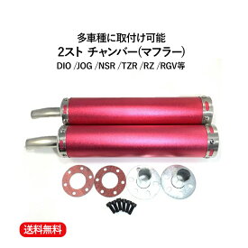 【送料無料】2 ストローク 2st チャンバー マフラー サイレンサー DIO JOG NSR TZR RZ RGV 等 汎用　多種適合 赤 レッド 2本 ネジ ガスケット キット セット 整備 カスタム メンテナンス バイク パーツ 部品