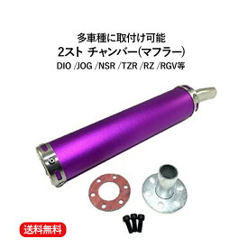 【送料無料】2 ストローク 2st チャンバー マフラー サイレンサー DIO JOG NSR TZR RZ RGV 等 汎用　多種適合 紫 パープル 1本 ネジ ガスケット キット 整備 カスタム メンテナンス バイク パーツ 部品