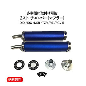 【送料無料】2 ストローク 2st チャンバー マフラー サイレンサー ブルー DIO JOG NSR TZR RZ RGV 等 汎用　多種適合 青 2本 ネジ ガスケット キット セット 整備 カスタム メンテナンス バイク パーツ 部品