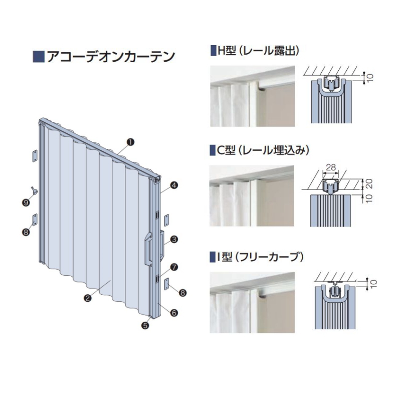 日本製・高品質 アコーディオンカーテン 片開き 間仕切り タチカワ 防