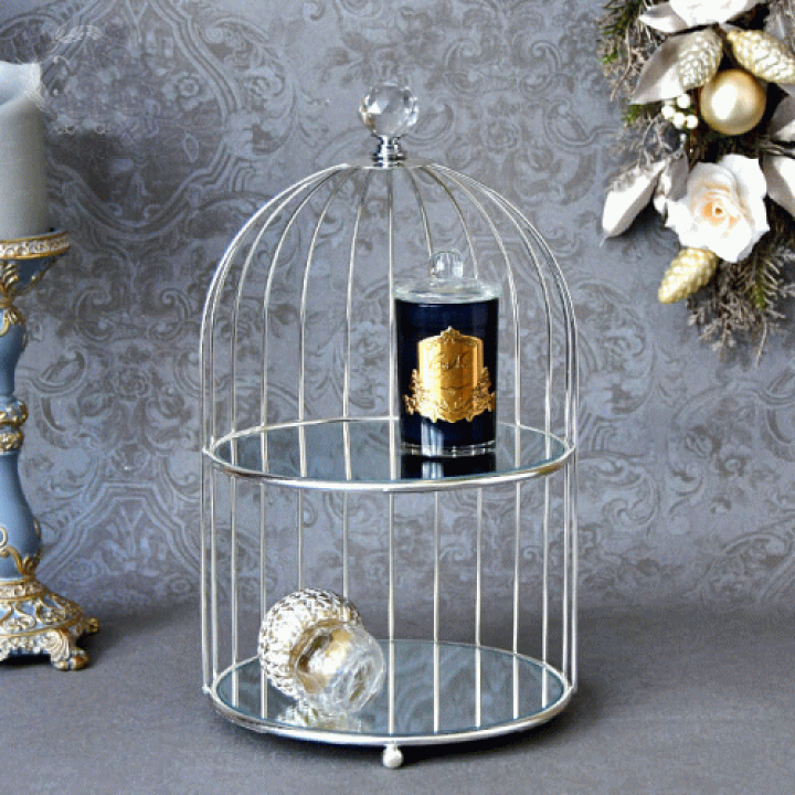 楽天市場】シルバー バードケージ プレートホルダー 2段ディスプレイ