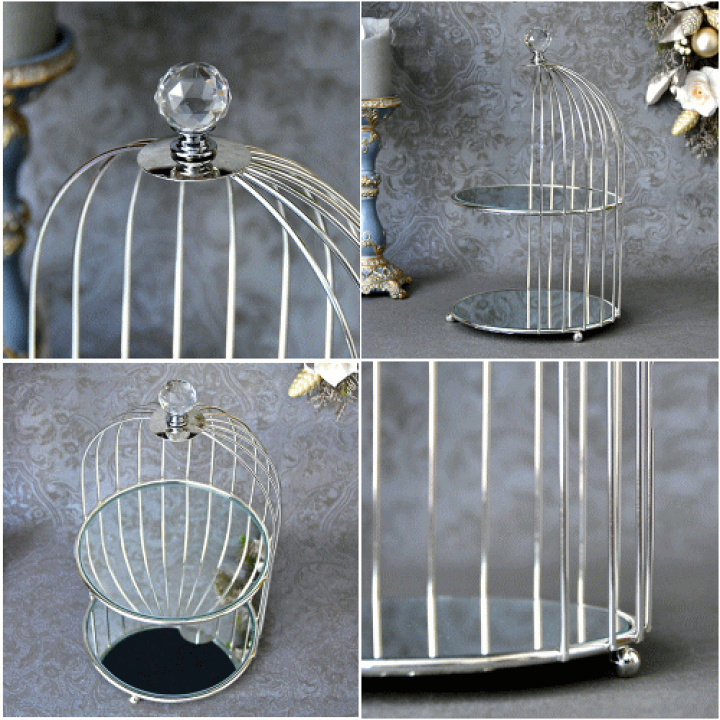 楽天市場】シルバー バードケージ プレートホルダー 2段ディスプレイ