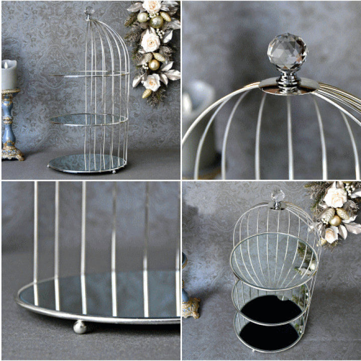 楽天市場】シルバー バードケージ プレートホルダー 3段ディスプレイ