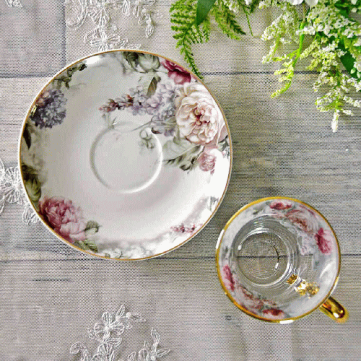 楽天市場】ローズブーケ ガラスカップ＆ソーサーC＆S 椀皿 ガラス