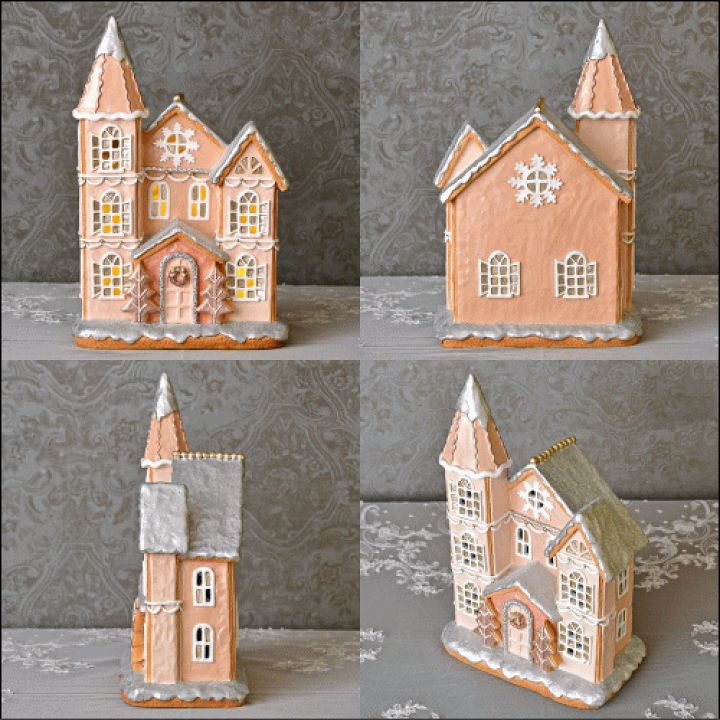 楽天市場】LED ジンジャーブレッドハウス スノーフレークお菓子の家