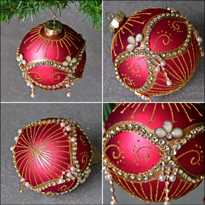 楽天市場】ジュエル デコ ガラス ボール オーナメント直径10cm