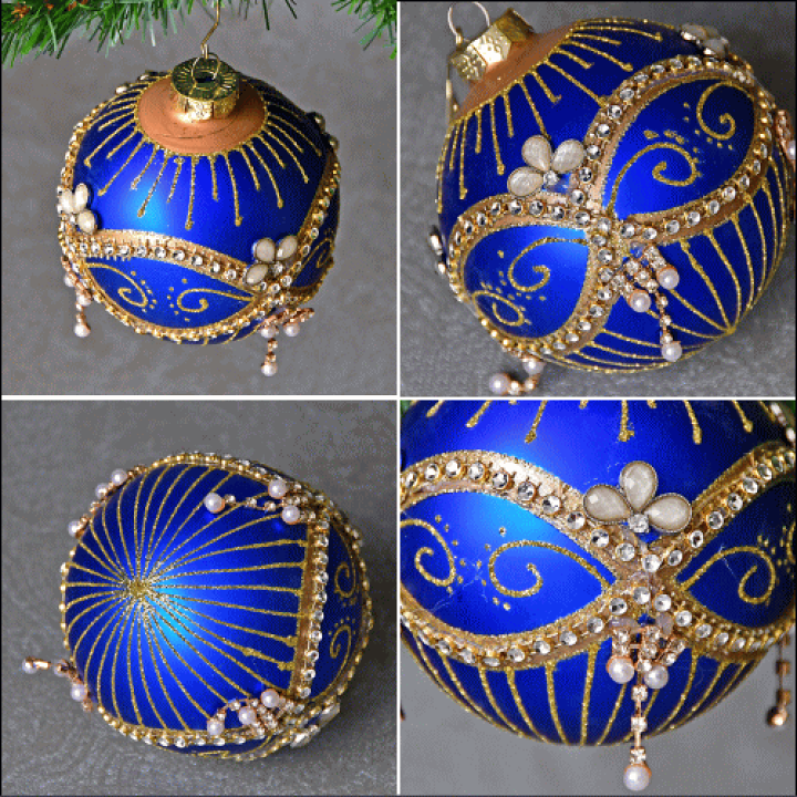 楽天市場】ジュエル デコ ガラス ボール オーナメント直径10cm