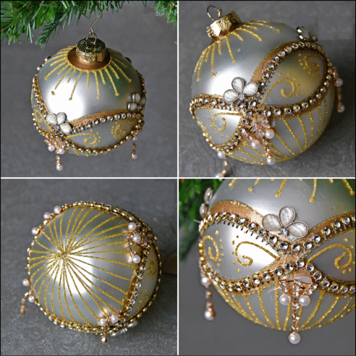 楽天市場】ジュエル デコ ガラス ボール オーナメント直径10cm