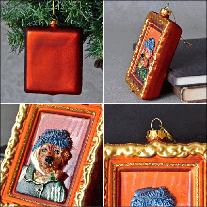 楽天市場】アート グラス オーナメント ゴッホ包帯をしてパイプを