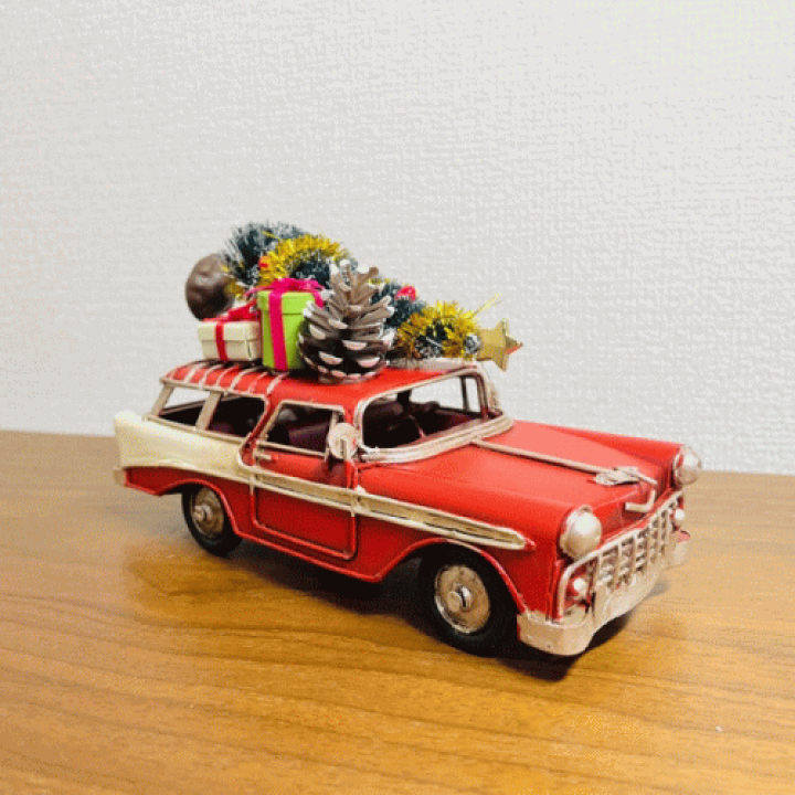 楽天市場】ブリキのクリスマスカークリスマス 置物 オブジェ