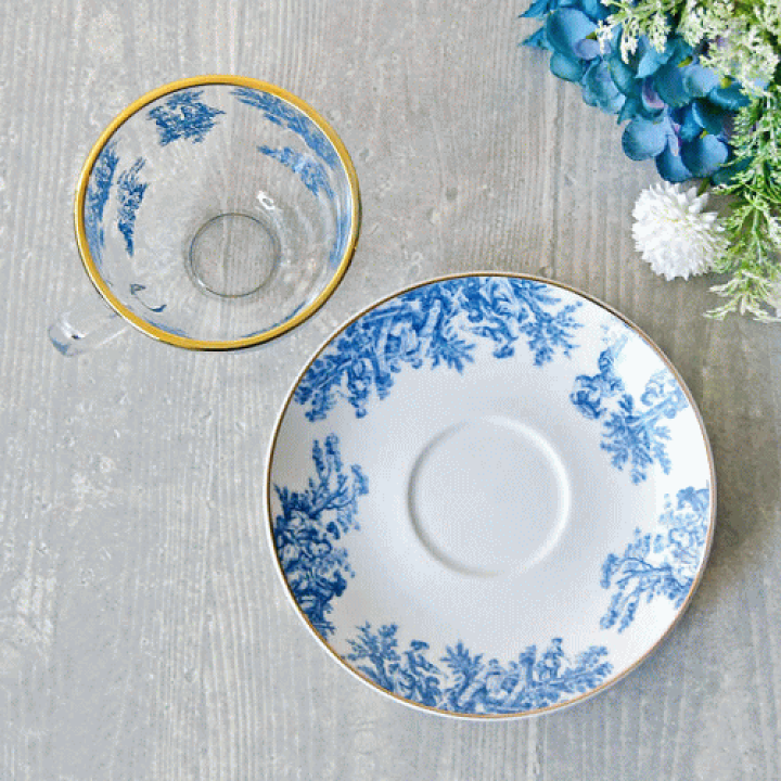 楽天市場】トワルドジュイ / ブルー カップ＆ソーサー薔薇食器 ローズ