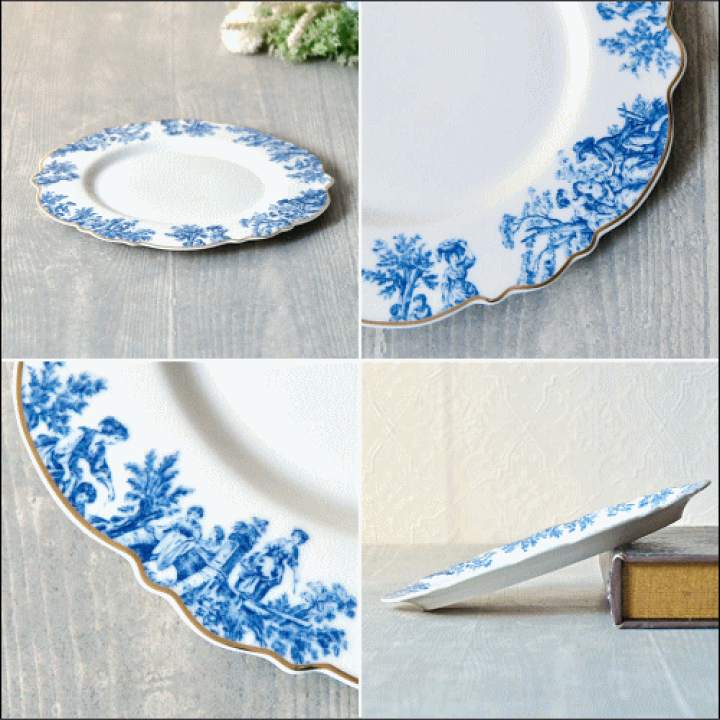 楽天市場】トワルドジュイ / ブルー ラウンドプレート直径20.5cm