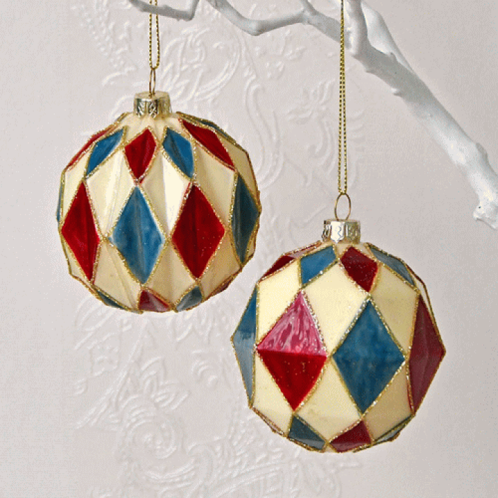 楽天市場】ガラス ダイヤ ボール オーナメントダイヤチェック柄