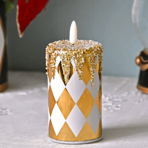 グラスLEDキャンドル/ゴールドホワイトS高さ13cm LEDキャンドル インテリア ディスプレイ 室内装飾 オブジェ 置物 ギフト ラッピング無料