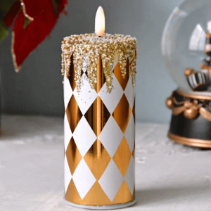 グラスLEDキャンドル/ゴールドホワイトL高さ18cm LEDキャンドル インテリア ディスプレイ 室内装飾 オブジェ 置物 ギフト ラッピング無料