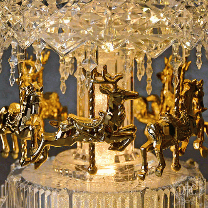 楽天市場】アクリルLEDカルーセル クリア＆ゴールドクリスマス