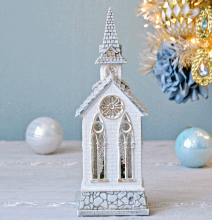 楽天市場】リキッドLEDチャーチMクリスマス オブジェ 置物 教会 卓上