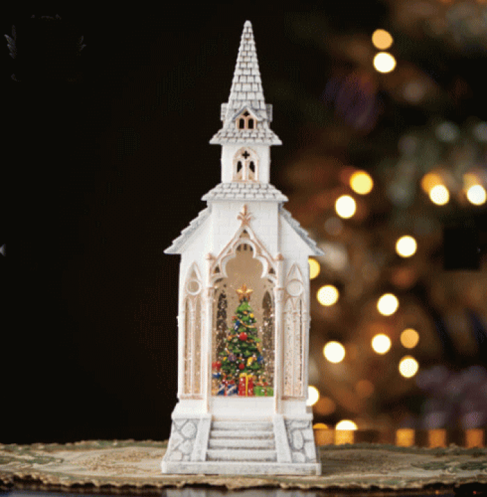 楽天市場】リキッドLEDチャーチMクリスマス オブジェ 置物 教会 卓上