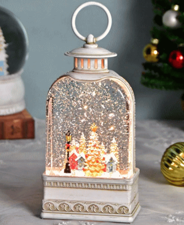楽天市場】リキッドLEDオルゴールランタンホワイトビレッジクリスマス