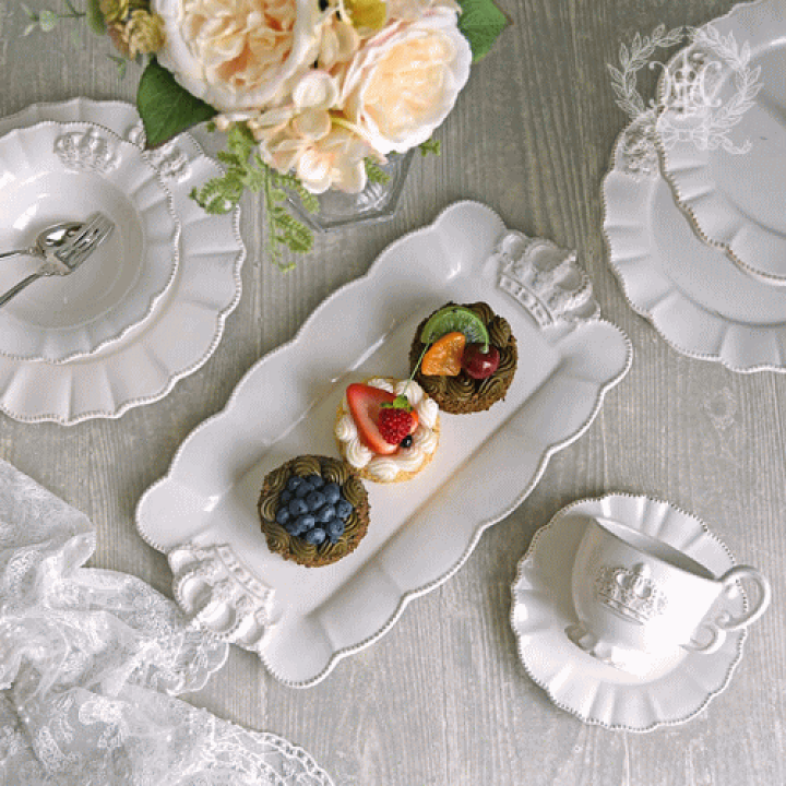 楽天市場】ホワイトクラウンレクタングルプレート 24cmストーンウェア