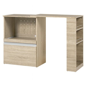 【0のつく日 24時間限定!最大20%OFFクーポン配布中!】キッチンカウンター 伸縮 収納庫タイプ VKC-7141OS 幅75〜125cm 奥行40cm 高さ84cm コンセント付き カウンター キッチン収納 スライド棚 ボトル