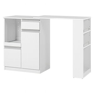 【0のつく日 24時間限定!最大20%OFFクーポン配布中!】キッチンカウンター 伸縮 VKC-7142OS 幅75〜125cm 奥行40cm 高さ84cm コンセント付き カウンター キッチン収納 すき間収納 スライド棚 ボトルラ