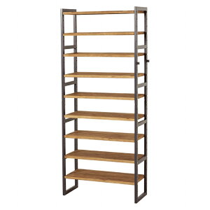 フック付き シューズラック MSS-6717 幅65(フック含む67)cm 奥行28cm 高さ164cm 靴箱 天然木 可動棚 オープンラック スリム 玄関収納 下駄箱 シューズボックス 靴入 省スペース スリッパ収納 木目 収