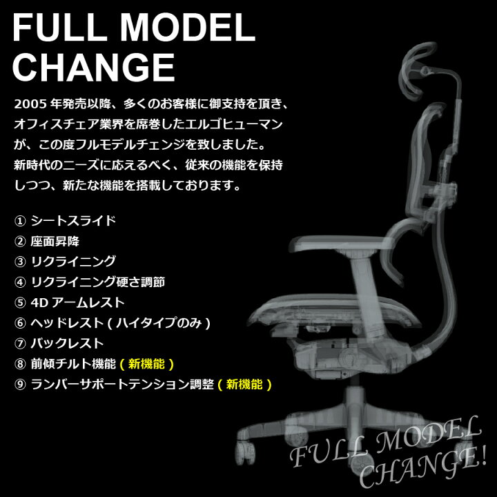 エルゴヒューマン プロ オフィスチェア おもたい リクライニング JOIFA 802