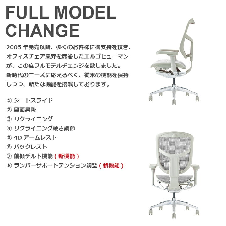 楽天市場】エルゴヒューマン エンジョイ2 ヘッドレスト無しモデル 