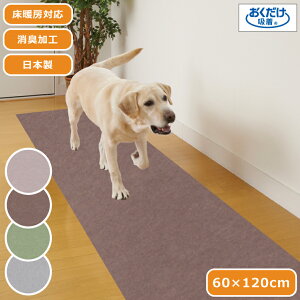 ペットマット 消臭保護マット はっ水 60×120cm 日本製 薄さ3mm 吸着マット 廊下 カット可 床暖房対応 撥水 おくだけ吸着 洗濯OK 手洗いOK 洗える 消臭 防臭 タイルカーペット ラグ マット 犬 猫