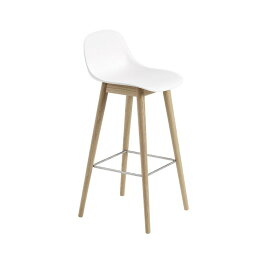 FIBER BAR STOOL W. BACKREST WOOD BASE SH:75CM Natural White/Oak ファイバーバースツール バックレスト ウッドベース SH:75CM ナチュラルホワイト/オーク W44.5cm D45.5cm H97.5cm SH75cm 北欧家具 スカンジナビアデザイン 58928