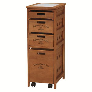 キャスター付きキッチン収納 天然木 完成品 ストッカー タイル天板 収納 キッチン リビング 水回り 省スペース お洒落 可愛い 引き出し6段 ホワイト ブラウン萩原 キッチンワゴン6段 mud-6606