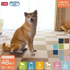 【特別価格27日9:59まで】【2色選べる】吸着マット タイルカーペット 犬 計48枚入 30×30cm 厚さ4mm マット 滑り止め 吸着タイルマット ズレない フロアマット フローリング 老犬 子供 ペット床暖房対応 消臭 撥水 洗える マット おくだけ吸着 サンコー