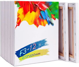 張りキャンバス 27x22cm 12枚/セット キャンバス 木製フレーム F3 綿化繊混紡 絵画 油絵 画布 キャンバス 工芸用品 描画 油彩 キャンバス画材 絵画ボード ライト木枠 油彩・アクリル兼用