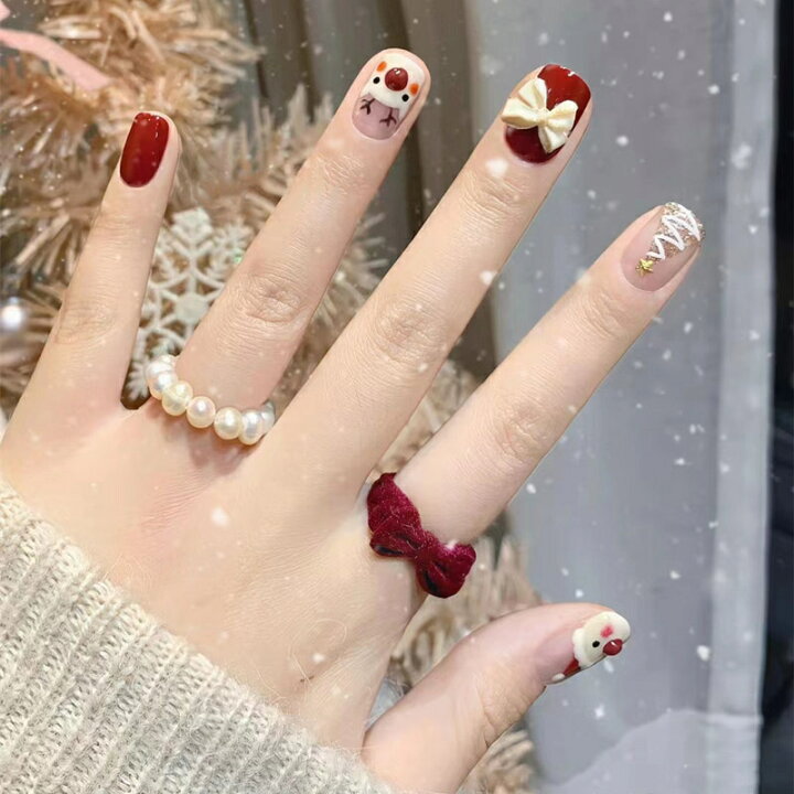 楽天市場】【即納】サンタ ネイルチップ ショートスクエア クリスマス  