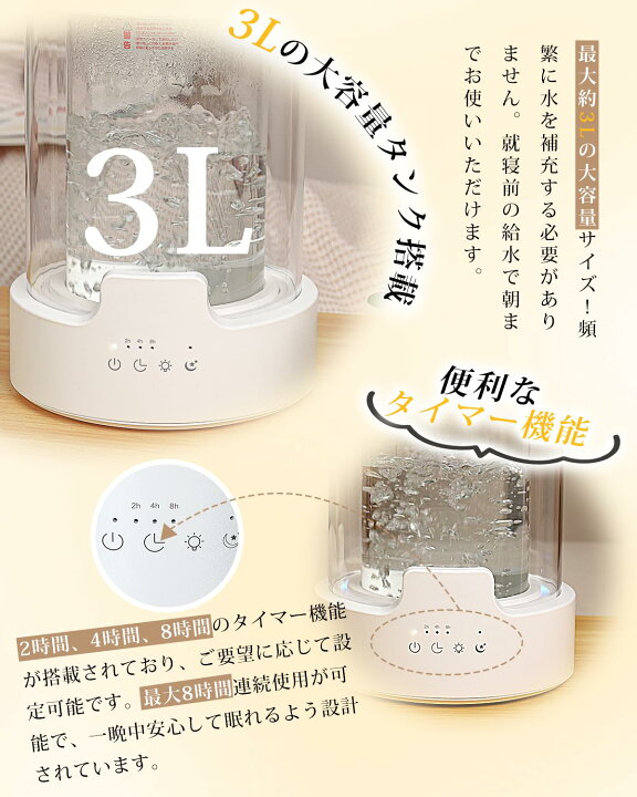 楽天市場】加湿器 スチーム式 3大容量 100℃高温除菌 加熱式 最大500ml 