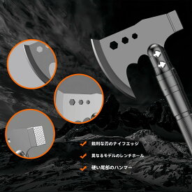 【送料無料】防災/キャンプ必須マルチツールシャベル SD14X-2-F8 多機能折りたたみ式 兵士スコップ + 斧 + ナイフ + 緊急工具セット (収