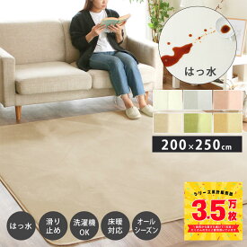 【累計販売数3.5万枚突破】拭ける 撥水 洗える ラグマット 厚手 200×250cm 3畳 滑り止め 短毛 おしゃれ 北欧 ラグ カーペット オールシーズン 床暖房・ホットカーペット対応 白 グリーン 北欧 ナチュラル / ふかふか＆はっ水 フランネルラグマット 200×250cm