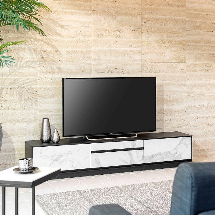 楽天市場】テレビボード おしゃれ 収納 210 【本体ブラック＋前板 