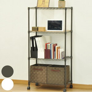 スチールラック 4段 キャスター付 幅60cm ( ラック 収納棚 シェルフ スチール リビング収納 収納 レンジ台 収納ラック 飾り棚 棚 ディスプレイラック スチール製 キャスター 可動棚 ) 【39シ