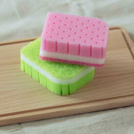 キッチンスポンジ 泡立つスポンジ ミニ ソフトタイプ 2個組 抗菌 （ スポンジ 食器洗いスポンジ 食器用スポンジ 日本製 ソフト 小さい 台所用スポンジ クリーナー 水切れ 傷をつけにくい 泡立ち 耐久性 皿洗い 細部 穴あきウレタン ）【39ショップ】
